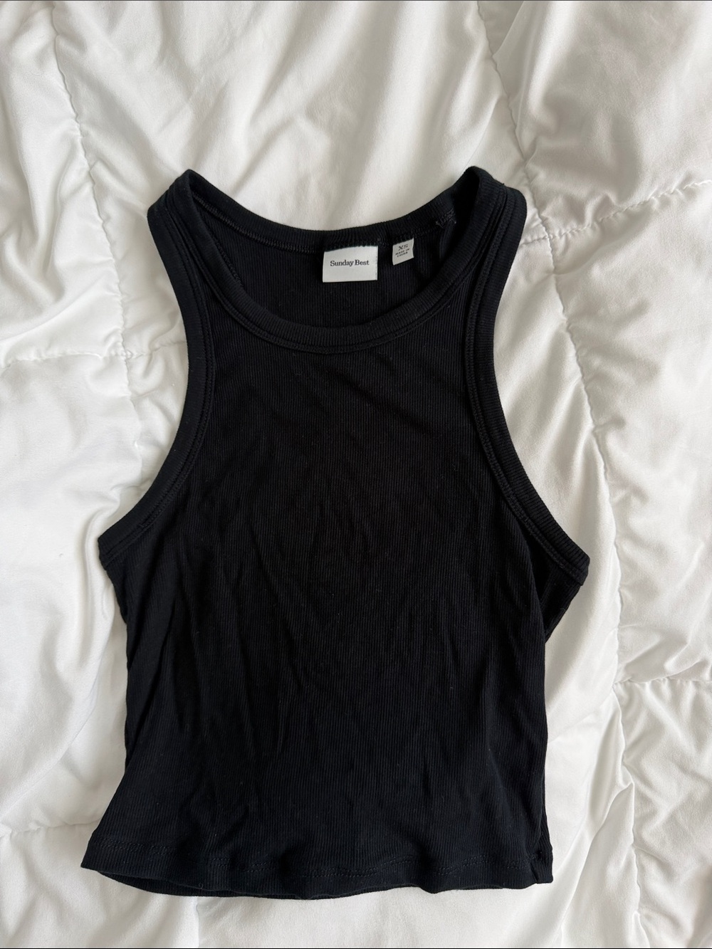 Sunday Best Black Ribbed Cropped Tank